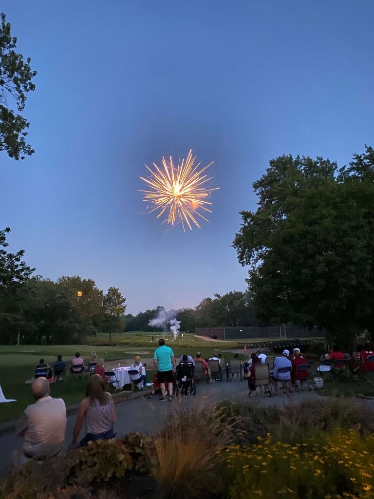 People watching fireworks display